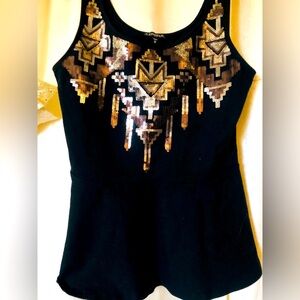 Express Black Top Sz. Med. with Gold/Copper colored Sequin in a Unique Design.